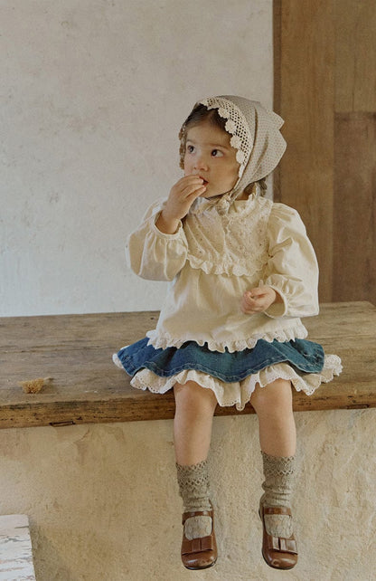 スカート 裾レースデニムミニスカート フレアシルエットショート丈スカート【mh0010833】