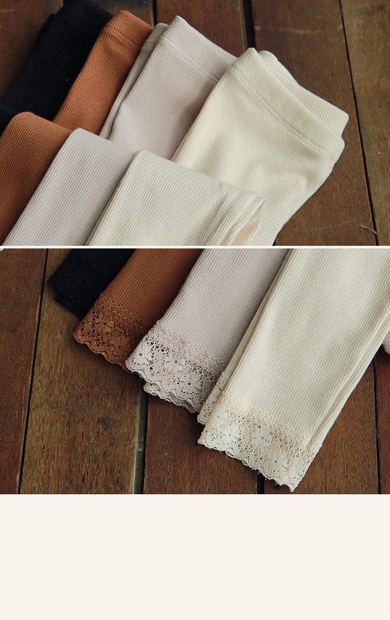 レギンスパンツ 裾レースリブガーリーレギンス スパッツ【mh0010836】