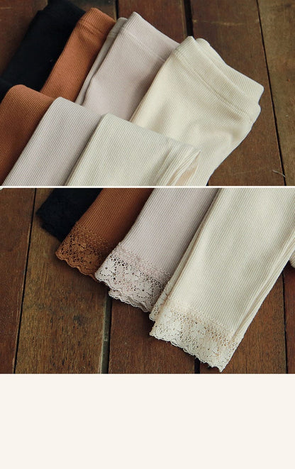 レギンスパンツ 裾レースリブガーリーレギンス スパッツ【mh0010836】