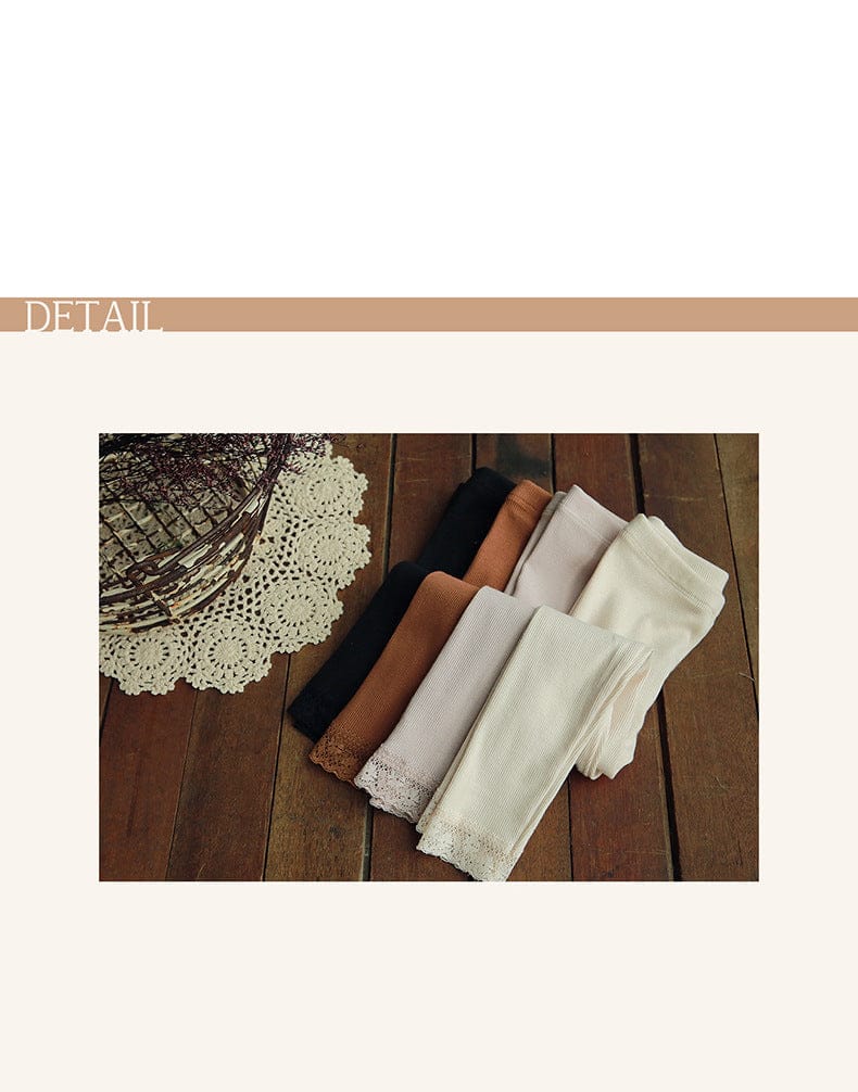 レギンスパンツ 裾レースリブガーリーレギンス スパッツ【mh0010836】