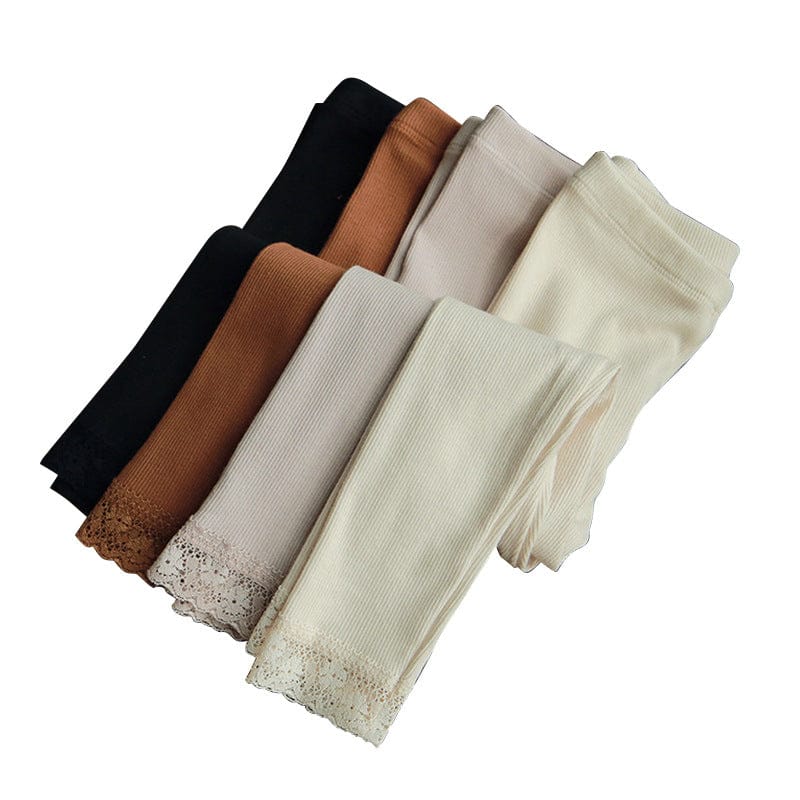 レギンスパンツ 裾レースリブガーリーレギンス スパッツ【mh0010836】