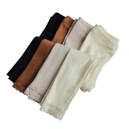 レギンスパンツ 裾レースリブガーリーレギンス スパッツ【mh0010836】