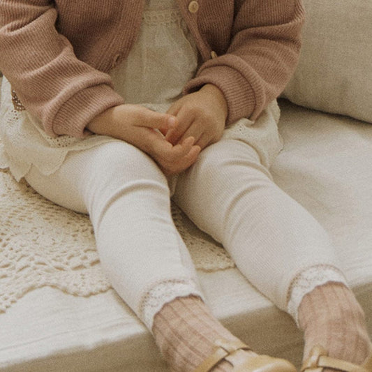 レギンスパンツ 裾レースリブガーリーレギンス スパッツ【mh0010836】