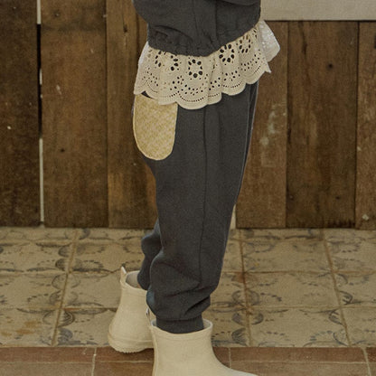 ロングパンツ・スウェットパンツ Navy Blue / 90cm ワイドシルエットスウェットパンツ イージーウエスト裾リブボトムス【mh0010834】