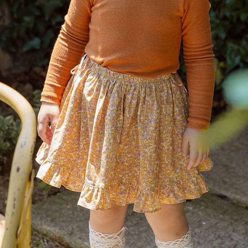 スカート Orange / 90cm 小花柄フリルフレアスカートウエストリボン【mh0010820】