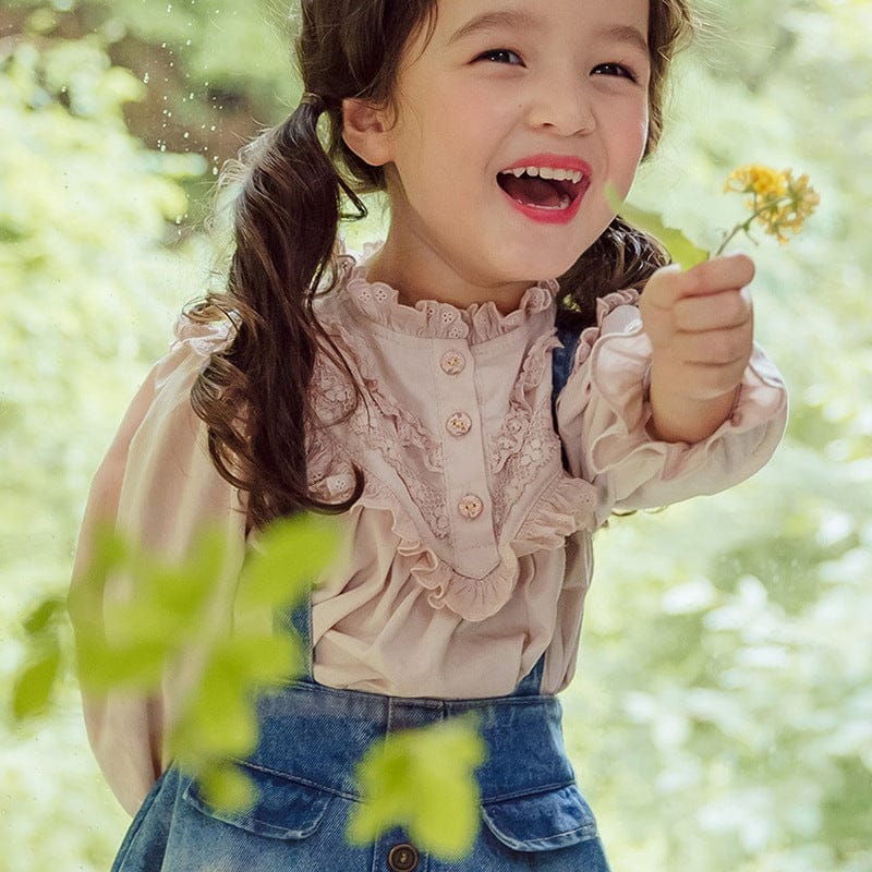 長袖シャツ・ブラウス Pink / 90cm キッズトップス レースフリル長袖ガーリーブラウス【mh0009046】