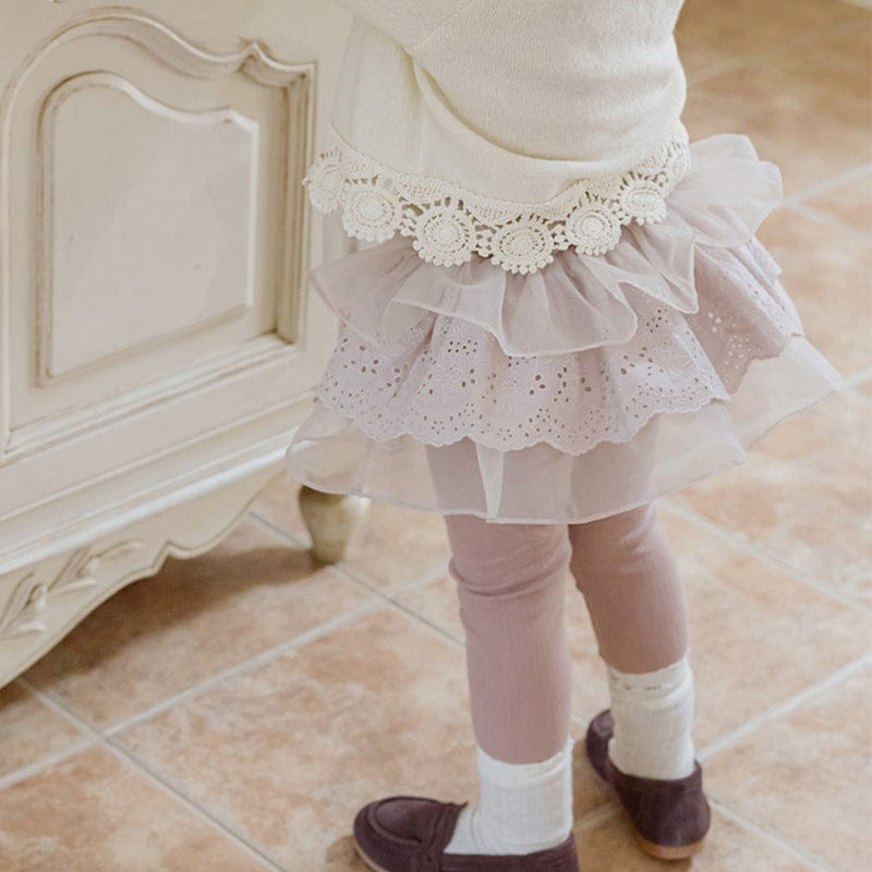 レギンスパンツ Pink / 90cm キッズパンツ チュチュチュールフリルスカートドッキングレギンスパンツ【mh0009056】