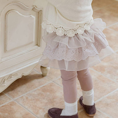 レギンスパンツ Pink / 90cm キッズパンツ チュチュチュールフリルスカートドッキングレギンスパンツ【mh0009056】