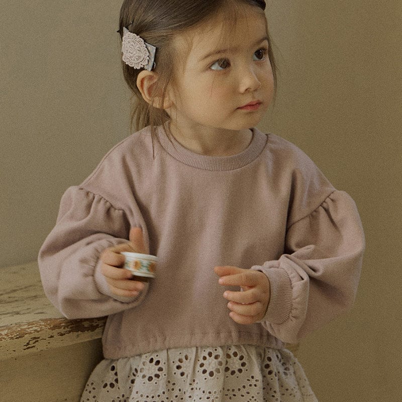 トレーナー・フーディ Pink / 90cm キッズトップス 裾レースペプラムドッキング長袖スウェットシャツ【mh0009061】