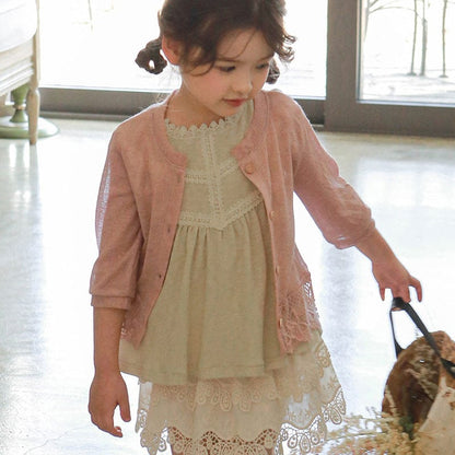 カーディガン・パーカー Pink / 90cm 裾レースシアーカーディガン【mh0009643】