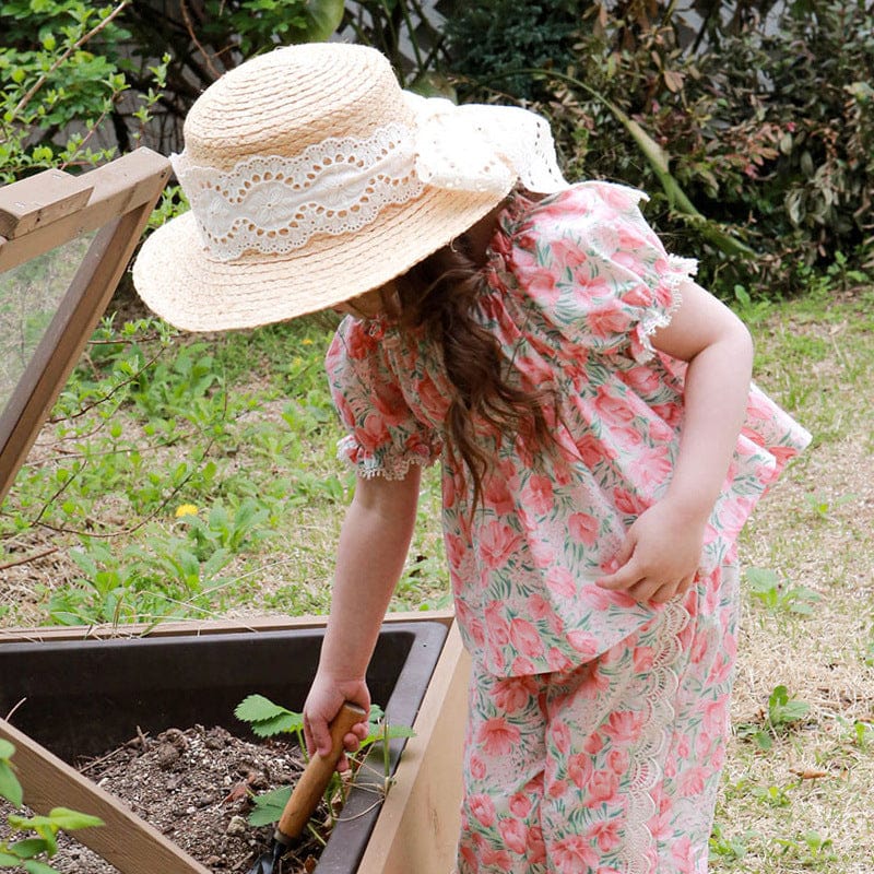 半袖シャツ・ブラウス Pink / 90cm フラワープリントガーリー半袖パフスリーブブラウス【mh0010274】