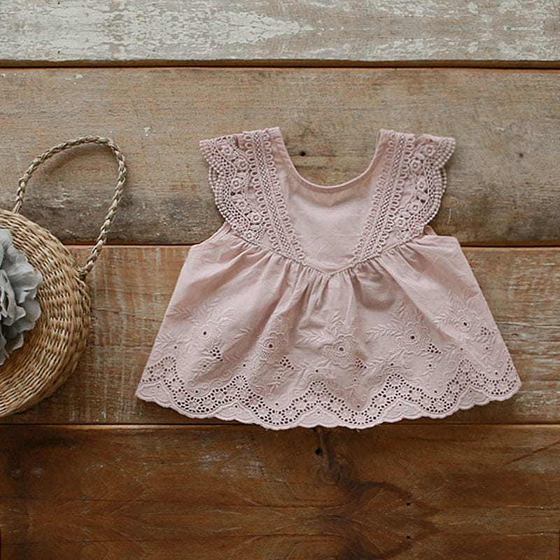 タンクトップ・キャミソール・ノースリーブトップス Pink / 90cm レースノースリーブチュニックブラウス【mh0010286】