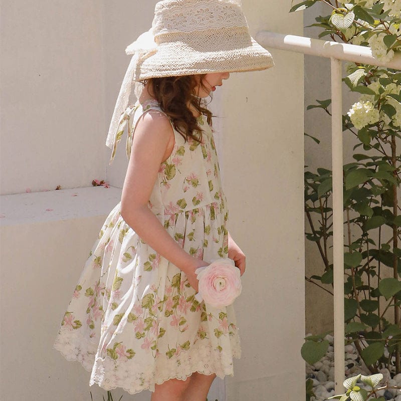 ノースリーブワンピース Pink / 90cm フラワープリントバックリボンノースリーブワンピース【mh0010295】