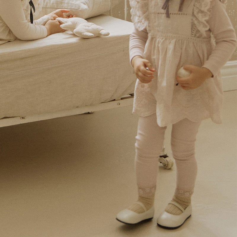 レギンスパンツ Pink / 90cm 裾レースリブガーリーレギンス スパッツ【mh0010836】