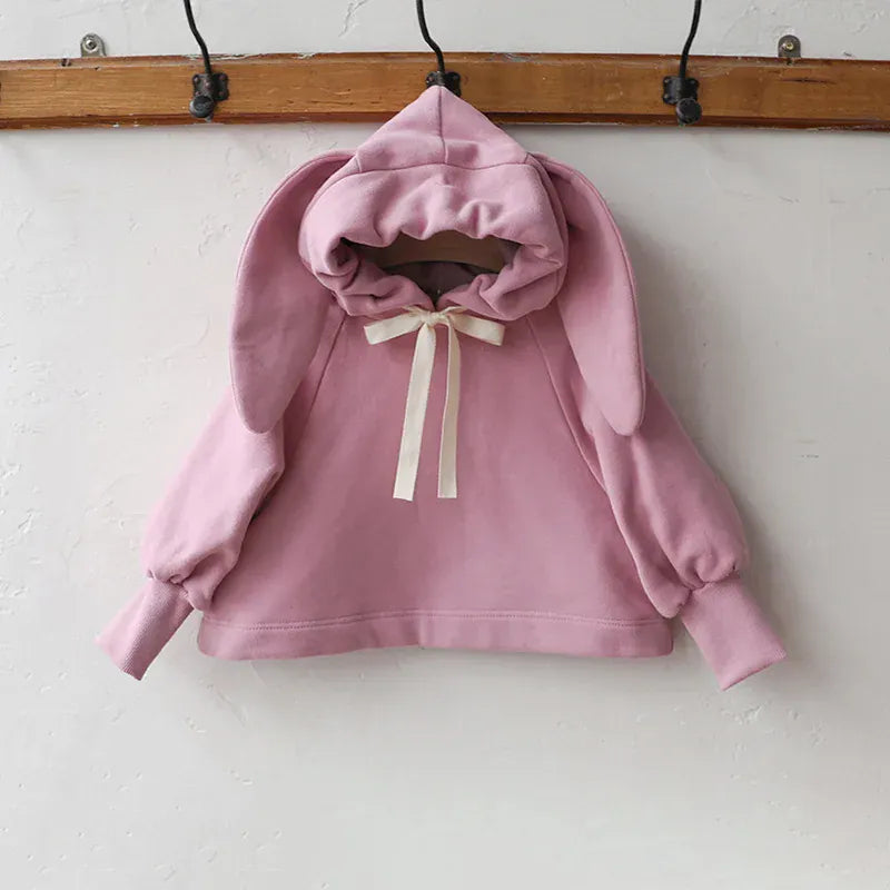 長袖セットアップ pink tops / 2T (90) キッズトップス/パンツ うさ耳フーディパーカー/フラワーロングスウェットパンツ【mh0008175】