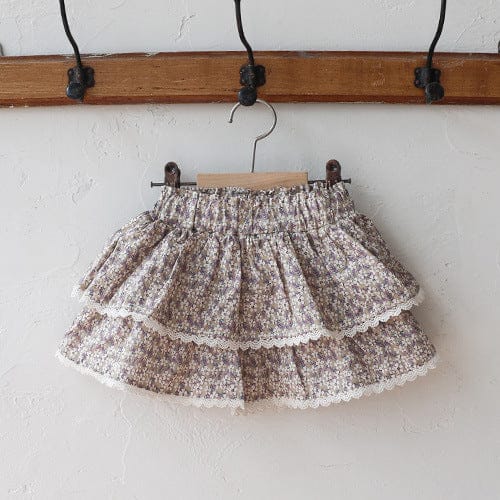 スカート Purple / 90cm フラワープリントティアードケーキスカート【mh0009627】