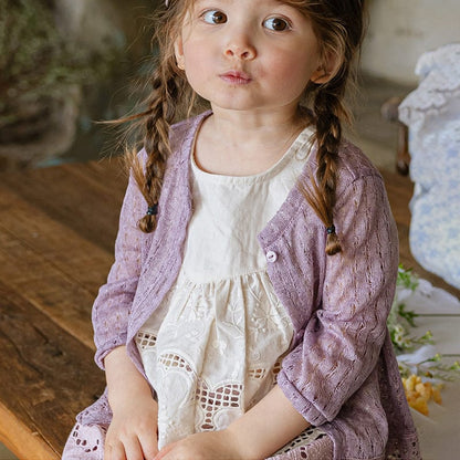 カーディガン・パーカー Purple / 90cm レースニット透かし編みカーディガン【mh0009637】