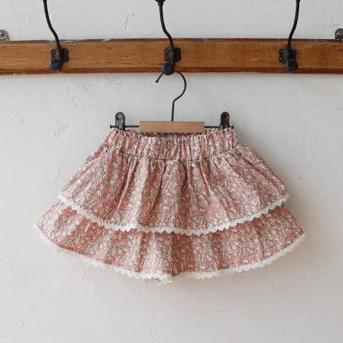 スカート Red / 90cm フラワープリントティアードケーキスカート【mh0009627】