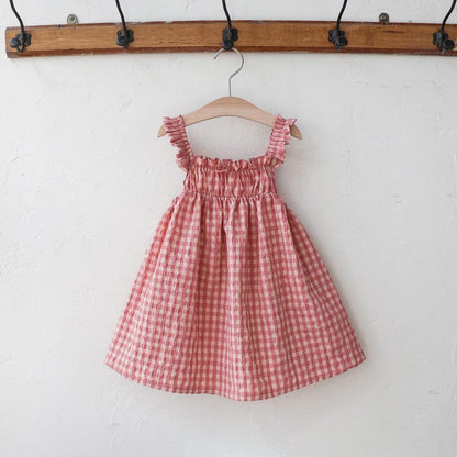 ノースリーブワンピース Red / 90cm ギンガムチェックノースリーブワンピース【mh0009629】
