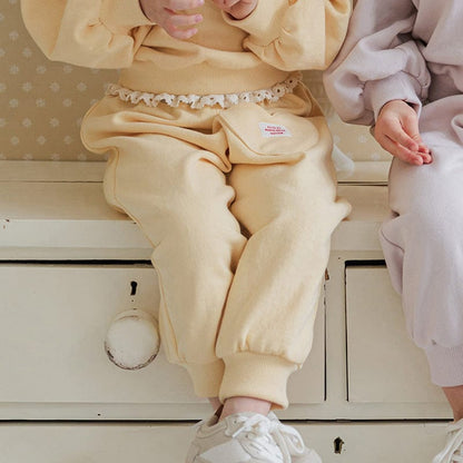 ロングパンツ・スウェットパンツ Yellow / 90cm ハートポケットスウェットパンツ リブウエスト裾リブパンツ【mh0010826】