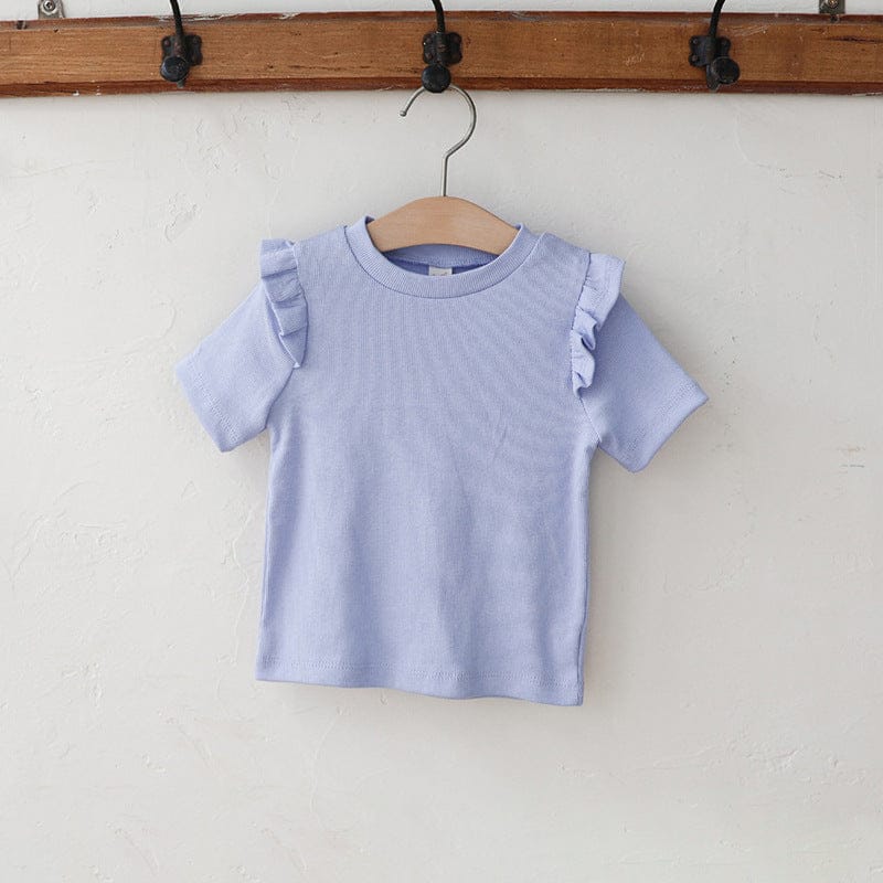 半袖Tシャツ Blue / 90cm ショルダーフリル半袖Tシャツ【mh0009625】