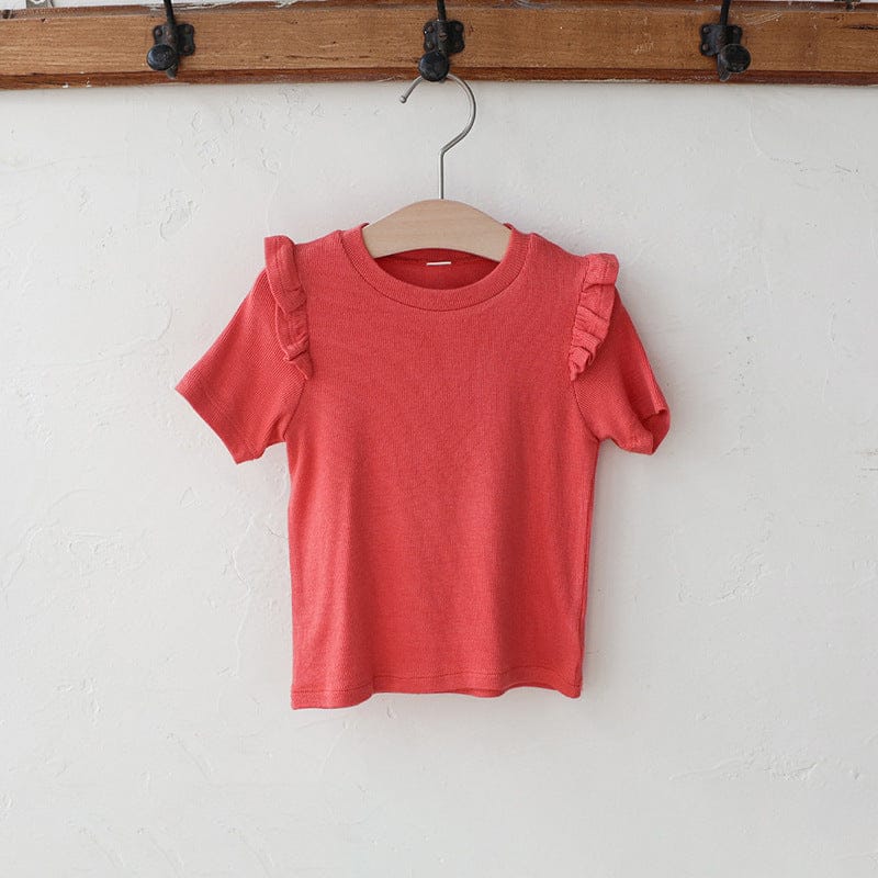 半袖Tシャツ Red / 90cm ショルダーフリル半袖Tシャツ【mh0009625】