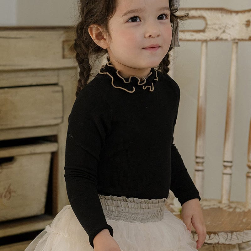 長袖Tシャツ キッズトップス ラッフル襟長袖Tシャツ【mh0009071】