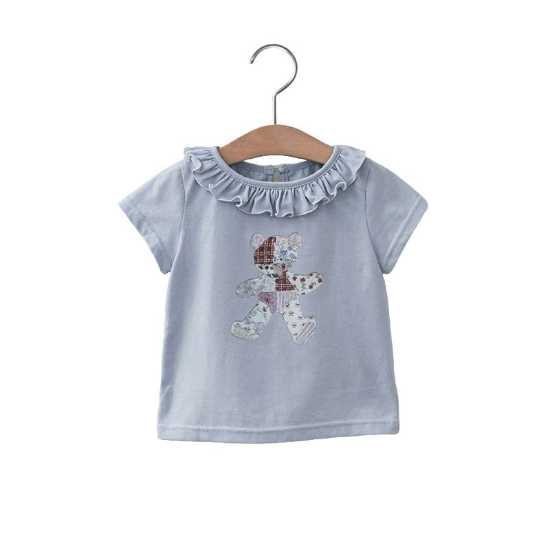 半袖Tシャツ ラッフルフリル襟ベアくま半袖Tシャツ【mh0009624】