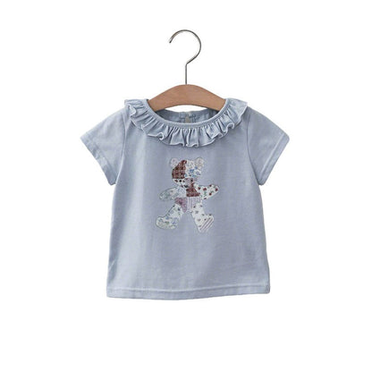 半袖Tシャツ ラッフルフリル襟ベアくま半袖Tシャツ【mh0009624】