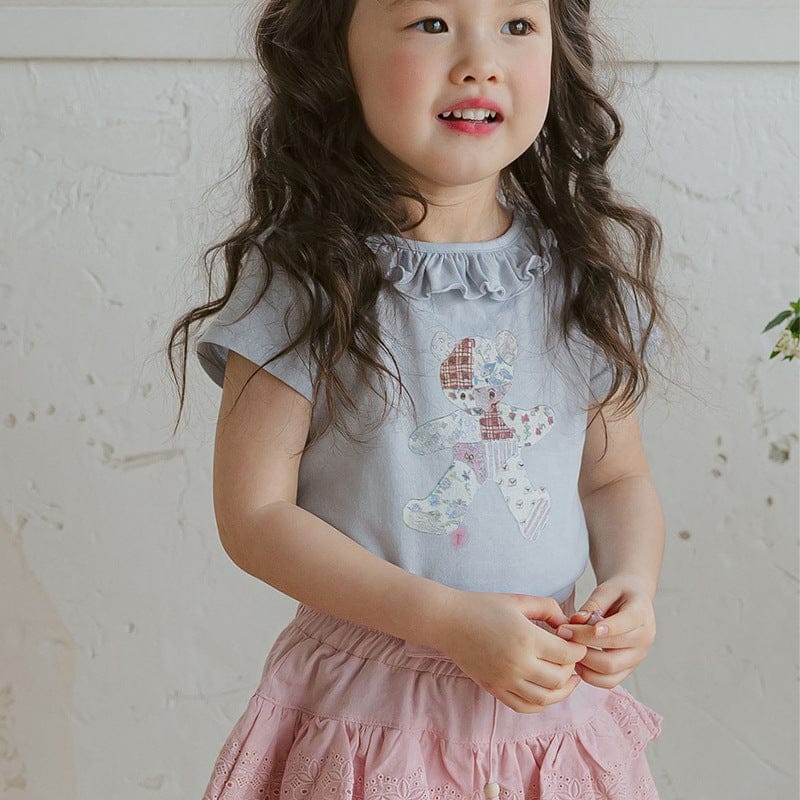 半袖Tシャツ ラッフルフリル襟ベアくま半袖Tシャツ【mh0009624】