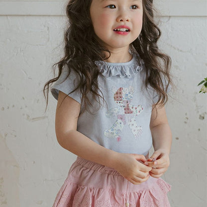 半袖Tシャツ ラッフルフリル襟ベアくま半袖Tシャツ【mh0009624】