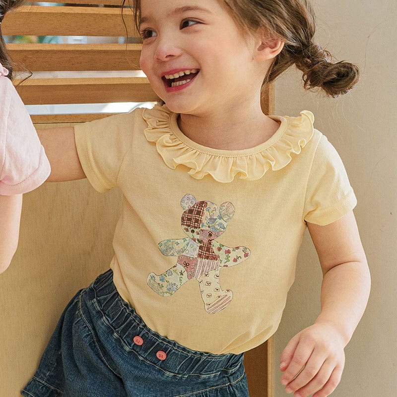 半袖Tシャツ ラッフルフリル襟ベアくま半袖Tシャツ【mh0009624】