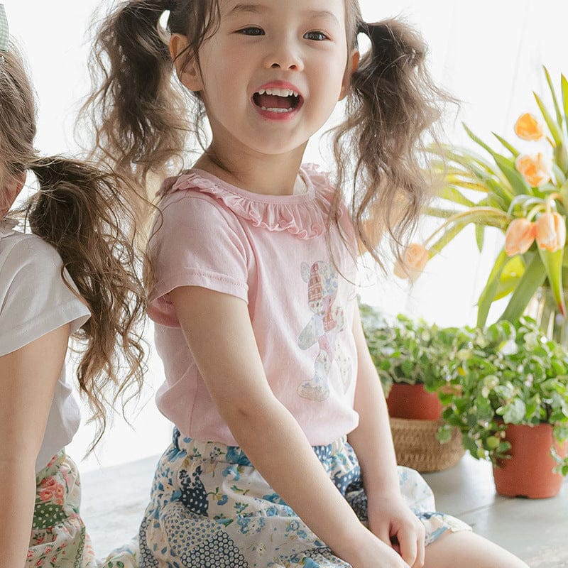 半袖Tシャツ ラッフルフリル襟ベアくま半袖Tシャツ【mh0009624】