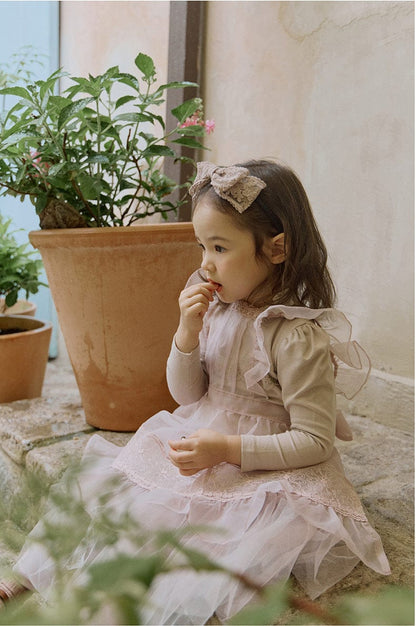 長袖Tシャツ 襟元フリル長袖Tシャツ レース切り替えブラウス【mh0010832】