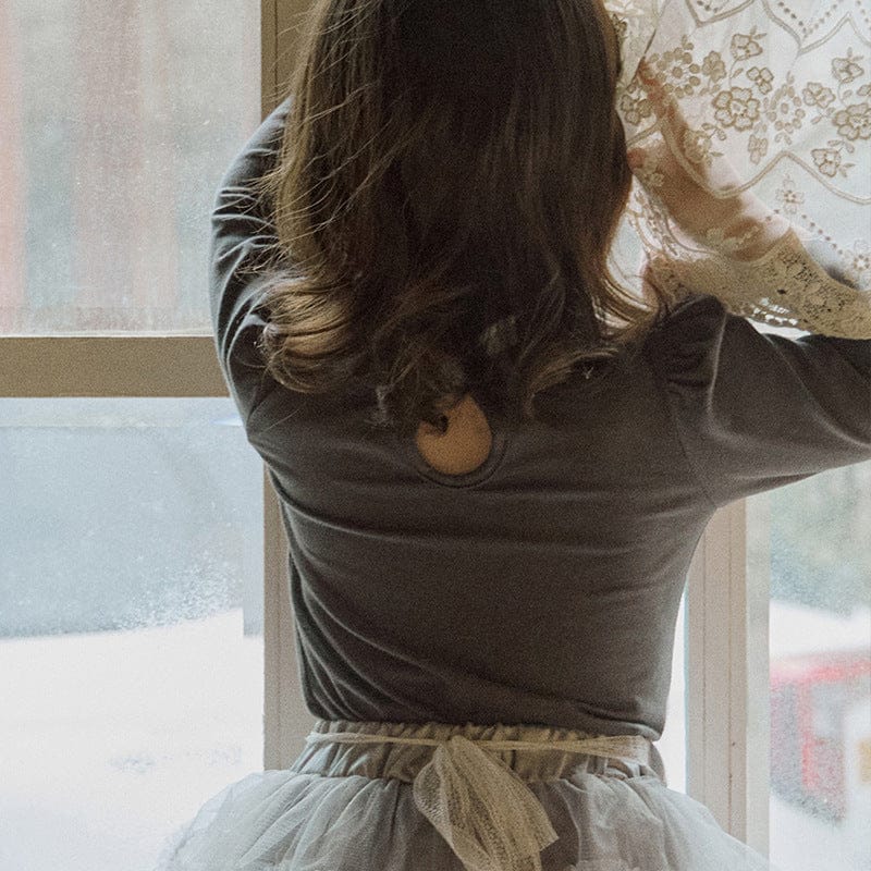 長袖Tシャツ 襟元フリル長袖Tシャツ レース切り替えブラウス【mh0010832】