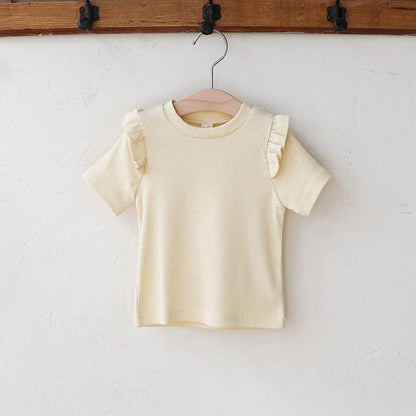 半袖Tシャツ Yellow / 90cm ショルダーフリル半袖Tシャツ【mh0009625】