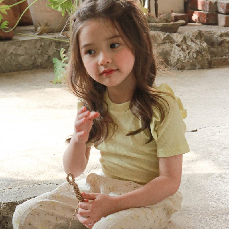 半袖Tシャツ Yellow / 90cm ショルダーフリル半袖Tシャツ【mh0010284】