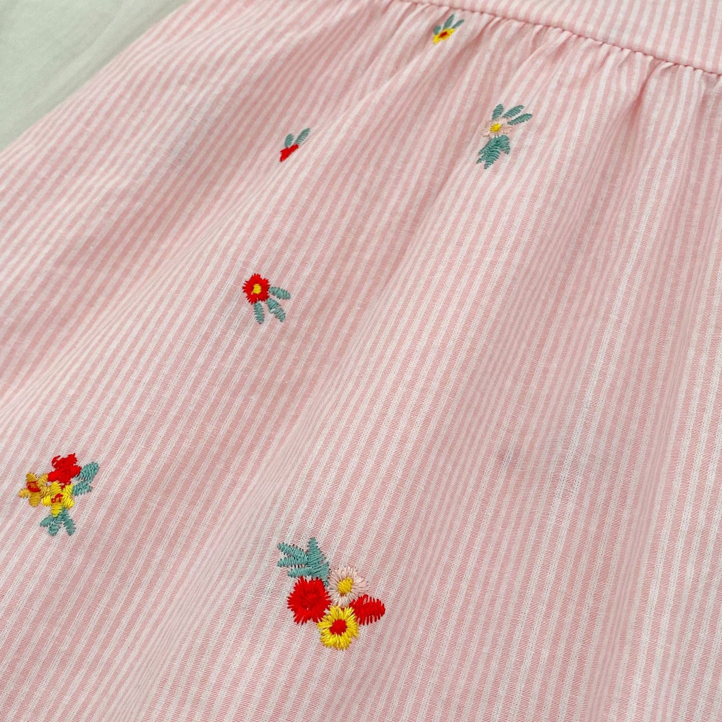 Stripe Embroidery Romper Dress 刺繍 ストライプ ロンパース ワンピース【mh0013168】 Aeg babyi 半袖ロンパース