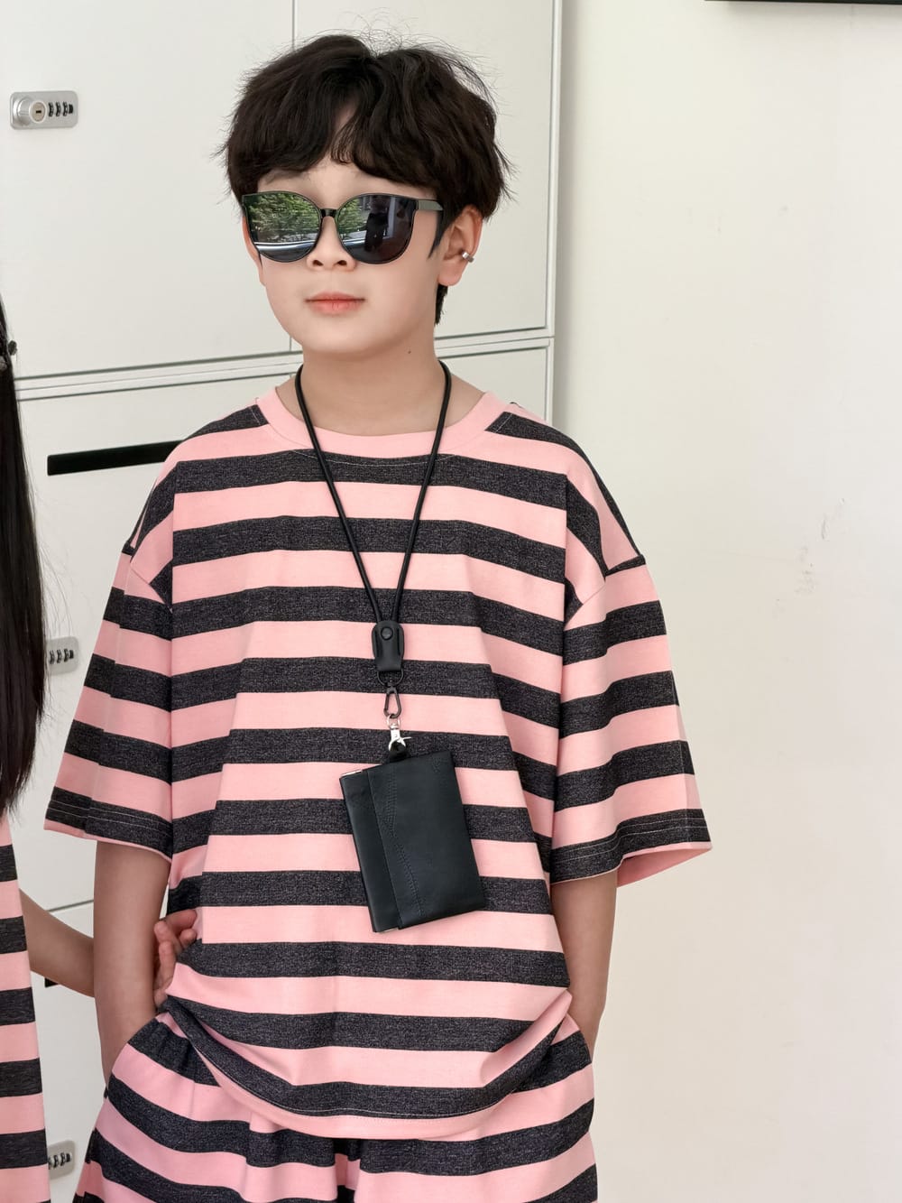 Stripe Loose T-shirt Dress And Shorts Set ボーダー 半袖Tシャツ ハーフパンツ ノースリーブワンピース【mh0013520】 Set / 100cm KUMAI.KIDS 半袖セットアップ