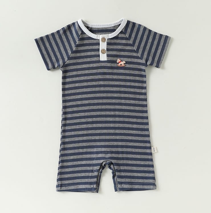 Stripe Short Sleeve Romper ボーダー 半袖ロンパース【mh0013032】 Beitaoya 半袖ロンパース