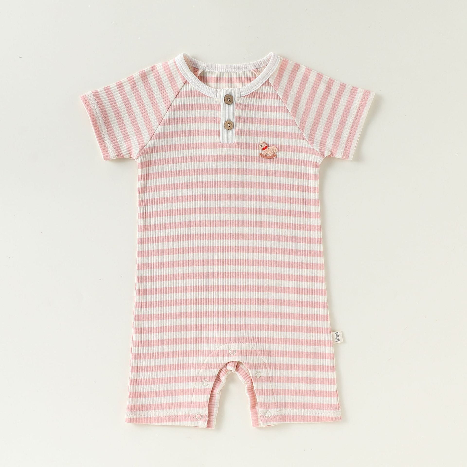 Stripe Short Sleeve Romper ボーダー 半袖ロンパース【mh0013032】 Beitaoya 半袖ロンパース