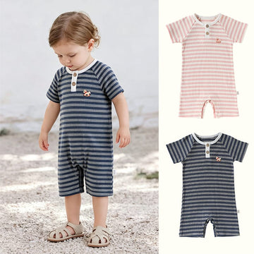 Stripe Short Sleeve Romper ボーダー 半袖ロンパース【mh0013032】 Beitaoya 半袖ロンパース