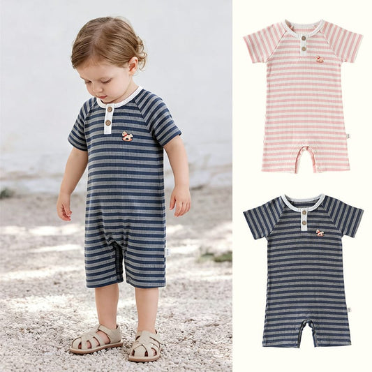 Stripe Short Sleeve Romper ボーダー 半袖ロンパース【mh0013032】 Beitaoya 半袖ロンパース
