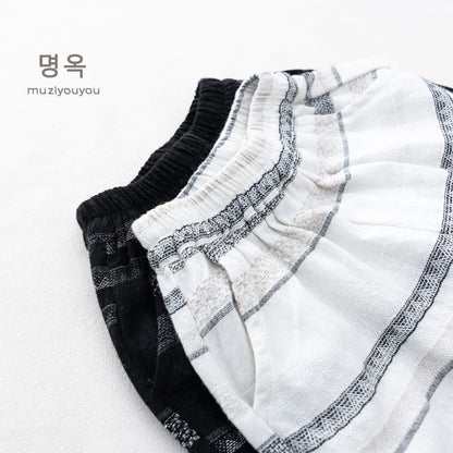 Striped Breathable Shorts コクーン ハーフパンツ【mh0013139】 명옥 muziyouyou ハーフパンツ・ショートパンツ