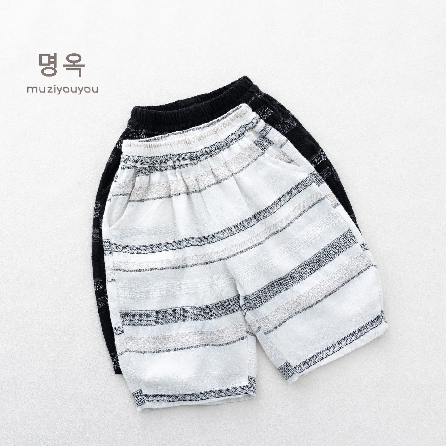 Striped Breathable Shorts コクーン ハーフパンツ【mh0013139】 명옥 muziyouyou ハーフパンツ・ショートパンツ