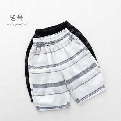 Striped Breathable Shorts コクーン ハーフパンツ【mh0013139】 명옥 muziyouyou ハーフパンツ・ショートパンツ