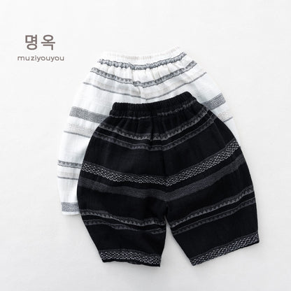 Striped Breathable Shorts コクーン ハーフパンツ【mh0013139】 명옥 muziyouyou ハーフパンツ・ショートパンツ