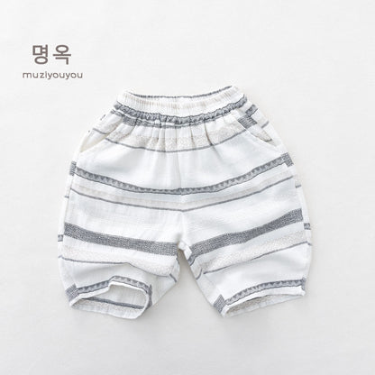 Striped Breathable Shorts コクーン ハーフパンツ【mh0013139】 White / 80cm 명옥 muziyouyou ハーフパンツ・ショートパンツ