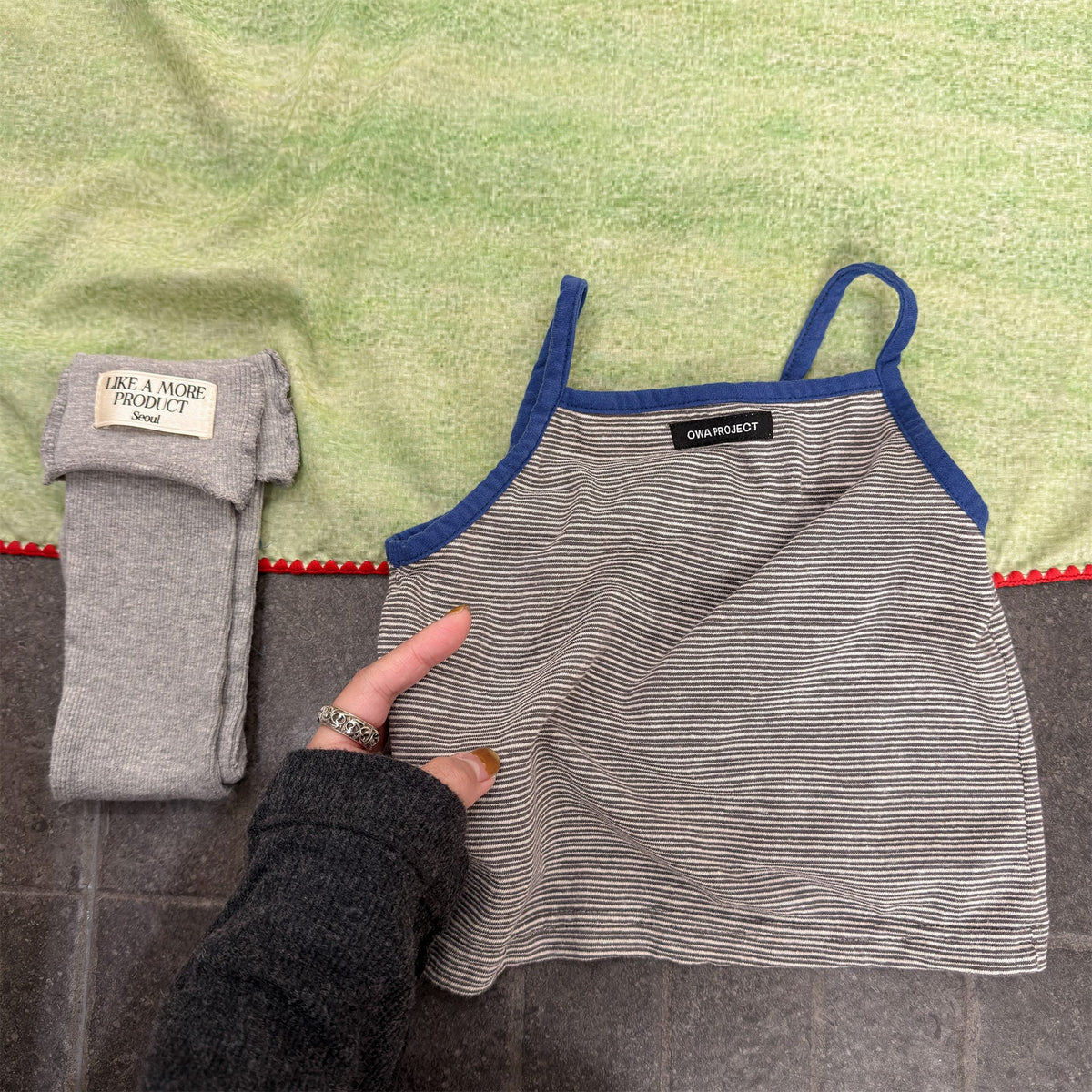 Striped Camisole Top ボーダー キャミソール【mh0013228】 Gray / 80cm ADbaby タンクトップ・キャミソール・ノースリーブトップス