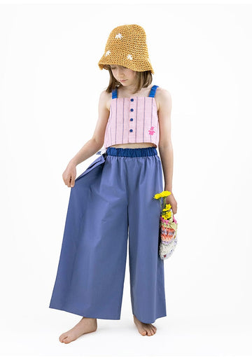 Striped Camisole Washed Wide-Leg Pants ストライプ キャミソール ロングパンツ【mh0013213】 RICE & SKY ノースリーブセットアップ